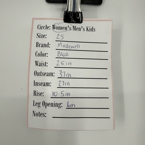 MADEWELL The Perfect Vintage Straight Jean High Rise Blue Stretch Denim Size 25 - Picture 7 of 7